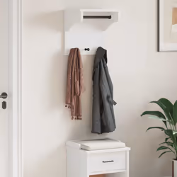vidaXL Wall-mounted Coat Rack SANDNES 43x30x42 cm Solid Wood Pine - white - Additional view 2