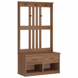 vidaXL Hall Tree SANDENS 87x40x159.5cm Solid Wood Pine hallway bench - wallnut