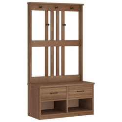 vidaXL Hall Tree SANDENS 87x40x159.5cm Solid Wood Pine hallway bench - wallnut