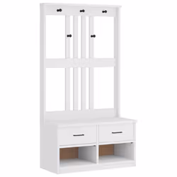 vidaXL Hall Tree SANDENS 87x40x159.5cm Solid Wood Pine hallway bench - white