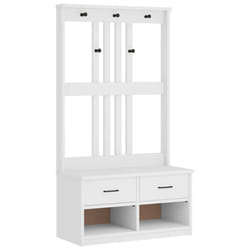 vidaXL Hall Tree SANDENS 87x40x159.5cm Solid Wood Pine hallway bench - white