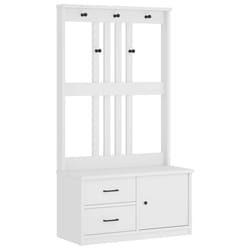 vidaXL Hall Tree SANDENS White 87x40x159.5cm Solid Wood Pine hallway bench - white