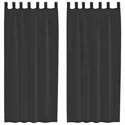 vidaXL Voile Curtains with Tab Top 2 pcs Brown net curtain sheer curtain - black, 140 x 225 cm
