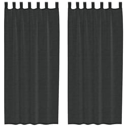vidaXL Voile Curtains with Tab Top 2 pcs Brown net curtain sheer curtain - black, 140 x 225 cm