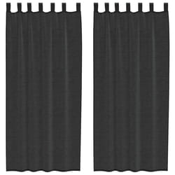 vidaXL Voile Curtains 2 pcs net curtain sheer curtain - black, 140 x 245 cm