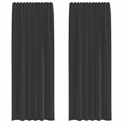 vidaXL Voile Curtains with Tab Top 2 pcs Brown net curtain sheer curtain - black, 140 x 260 cm