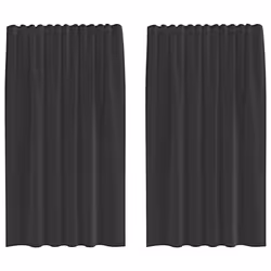 vidaXL Voile Curtains 2 pcs net curtain sheer curtain - black, 140 x 175 cm