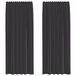 vidaXL Voile Curtains 2 pcs net curtain sheer curtain - black, 140 x 225 cm