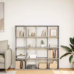 vidaXL Room Divider Bookcase Book Rack Bookshelf Engineered Wood - concrete grey, 137.5 x 29 x 137.5 cm