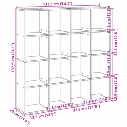 vidaXL Room Divider Bookcase Book Rack Bookshelf Engineered Wood - concrete grey, 137.5 x 29 x 137.5 cm