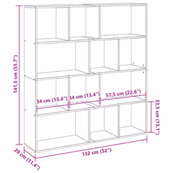 vidaXL Book Cabinet Bookcase Storage Shelf Bookshelf Book Rack Engineered Wood - white, 132 x 29 x 141.5 cm - Additional view 10
