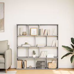 vidaXL Book Cabinet Bookcase Storage Shelf Bookshelf Book Rack Engineered Wood - concrete grey, 132 x 29 x 141.5 cm - Additional view 2