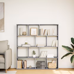 vidaXL Book Cabinet Bookcase Storage Shelf Bookshelf Book Rack Engineered Wood - grey sonoma, 132 x 29 x 141.5 cm - Additional view 2