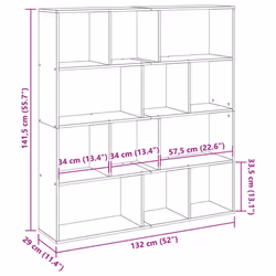 vidaXL Book Cabinet Bookcase Storage Shelf Bookshelf Book Rack Engineered Wood - old wood, 132 x 29 x 141.5 cm - Additional view 10