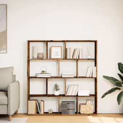 vidaXL Book Cabinet Bookcase Storage Shelf Bookshelf Book Rack Engineered Wood - old wood, 132 x 29 x 141.5 cm - Additional view 2