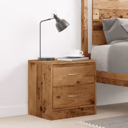 vidaXL 1/2x Bedside Cabinet Chipboard Nightstands Storage Unit Black/White - old wood, 1 pcs - Additional view 2