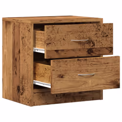 vidaXL 1/2x Bedside Cabinet Chipboard Nightstands Storage Unit Black/White - old wood, 1 pcs - Additional view 4