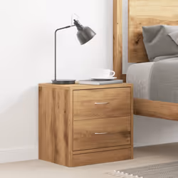 vidaXL 1/2x Bedside Cabinet Chipboard Nightstands Storage Unit Black/White - artisan oak, 1 pcs - Additional view 2