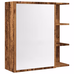 vidaXL Bathroom Mirror Cabinet Storage Cupboard Side Cabinet Engineered Wood - old wood