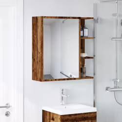 vidaXL Bathroom Mirror Cabinet Storage Cupboard Side Cabinet Engineered Wood - old wood