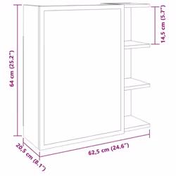 vidaXL Bathroom Mirror Cabinet Storage Cupboard Side Cabinet Engineered Wood - old wood