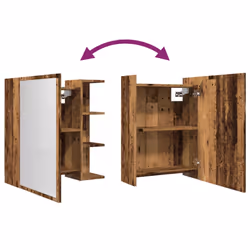 vidaXL Bathroom Mirror Cabinet Storage Cupboard Side Cabinet Engineered Wood - old wood - Additional view 7