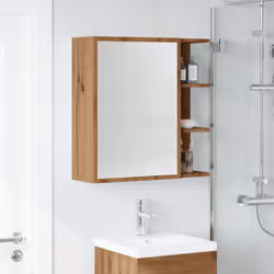 vidaXL Bathroom Mirror Cabinet Storage Cupboard Side Cabinet Engineered Wood - artisan oak
