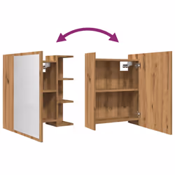 vidaXL Bathroom Mirror Cabinet Storage Cupboard Side Cabinet Engineered Wood - artisan oak - Additional view 7