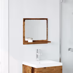 vidaXL Bathroom Mirror Toilet Mirror Washroom Wall Mirror Engineered Wood - old wood, 40 x 11 x 37 cm - Additional view 2