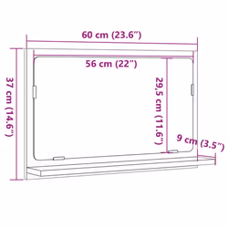 vidaXL Bathroom Mirror Toilet Mirror Washroom Wall Mirror Engineered Wood - old wood, 60 x 11 x 37 cm