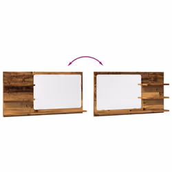 vidaXL Bathroom Mirror Toilet Mirror Washroom Wall Mirror Engineered Wood - old wood - Additional view 6
