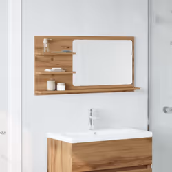 vidaXL Bathroom Mirror Toilet Mirror Washroom Wall Mirror Engineered Wood - artisan oak