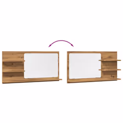 vidaXL Bathroom Mirror Toilet Mirror Washroom Wall Mirror Engineered Wood - artisan oak - Additional view 6
