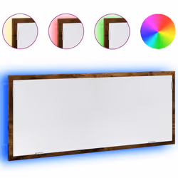 vidaXL LED Bathroom Mirror Washroom Mirror Wall Mounted Mirror Engineered Wood - smoked oak