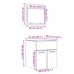 vidaXL Bathroom Furniture Set 2 Piece Cabinet Concrete Grey Engineered Wood - Additional view 3