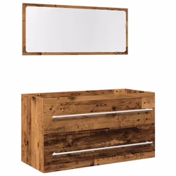 vidaXL Bathroom Cabinet Vanity Unit with Mirror Sink Cabinet Engineered Wood - old wood