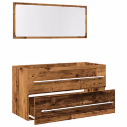 vidaXL Bathroom Cabinet Vanity Unit with Mirror Sink Cabinet Engineered Wood - old wood - Additional view 4