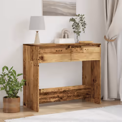 vidaXL Console Table Hallway Tea End Table Side Table for Under Mirror Steel - old wood