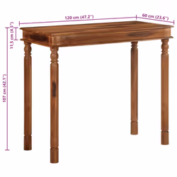 vidaXL Bar Table 120x60x107 cm Solid Wood Acacia bar top table - Additional view 3