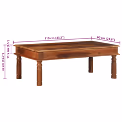 vidaXL Coffee Table 110x60x40 cm Solid Wood Acacia side table - Additional view 9