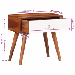 vidaXL Side Table 45x30x45 cm Solid Wood Acacia end table sofa side table - Additional view 10