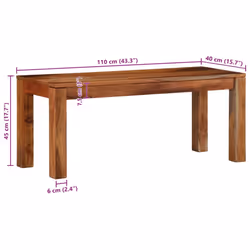 vidaXL Bench Entrance Hallway Bench Dining Bench Seat Grey Solid Sheesham Wood - 110 cm - Additional view 8