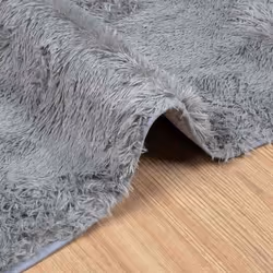 vidaXL Shaggy Rug High Pile NAVARRA Dusty Pink 200x200 cm Polyester Area Rug - silver grey, 160 x 160 cm/square - Additional view 4