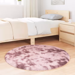 vidaXL Shaggy Rug High Pile NAVARRA Dusty Pink 200x200 cm Polyester Area Rug - dusty pink, 100 x 100 cm/round - Additional view 2