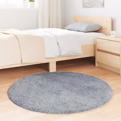 vidaXL Shaggy Rug High Pile NAVARRA Dusty Pink 200x200 cm Polyester Area Rug - silver grey, 100 x 100 cm/round - Additional view 2