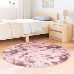 vidaXL Shaggy Rug High Pile NAVARRA Dusty Pink 200x200 cm Polyester Area Rug - dusty pink, 120 x 120 cm/round