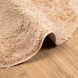 vidaXL Shaggy Rug High Pile NAVARRA Dusty Pink 200x200 cm Polyester Area Rug - beige, 160 x 160 cm/round - Additional view 4