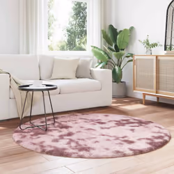vidaXL Shaggy Rug High Pile NAVARRA Dusty Pink 200x200 cm Polyester Area Rug - dusty pink, 160 x 160 cm/round