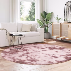 vidaXL Shaggy Rug High Pile NAVARRA Dusty Pink 200x200 cm Polyester Area Rug - dusty pink, 200 x 200 cm/round - Additional view 2