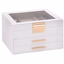 vidaXL Jewellery Box 3-Layer White 23x20.5x14 cm jewelry organiser ring box